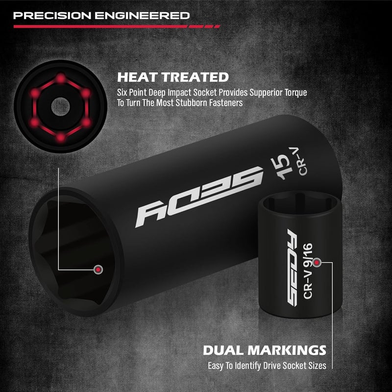 SEDY 105-Piece 1/4" Drive Impact Socket Set, SAE 5/32"-9/16" & Metric 4-15mm, CR-V Steel Mechanics Tool Set with Ratchet Wrench, Adapters, Universal Joint, Screwdriver Bits, Bit Holder, Extension Bar - Image 5